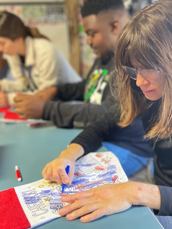 holiday design with markers at table