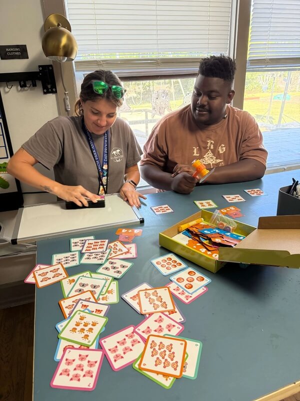 Adults with special needs participating in functional skills activities